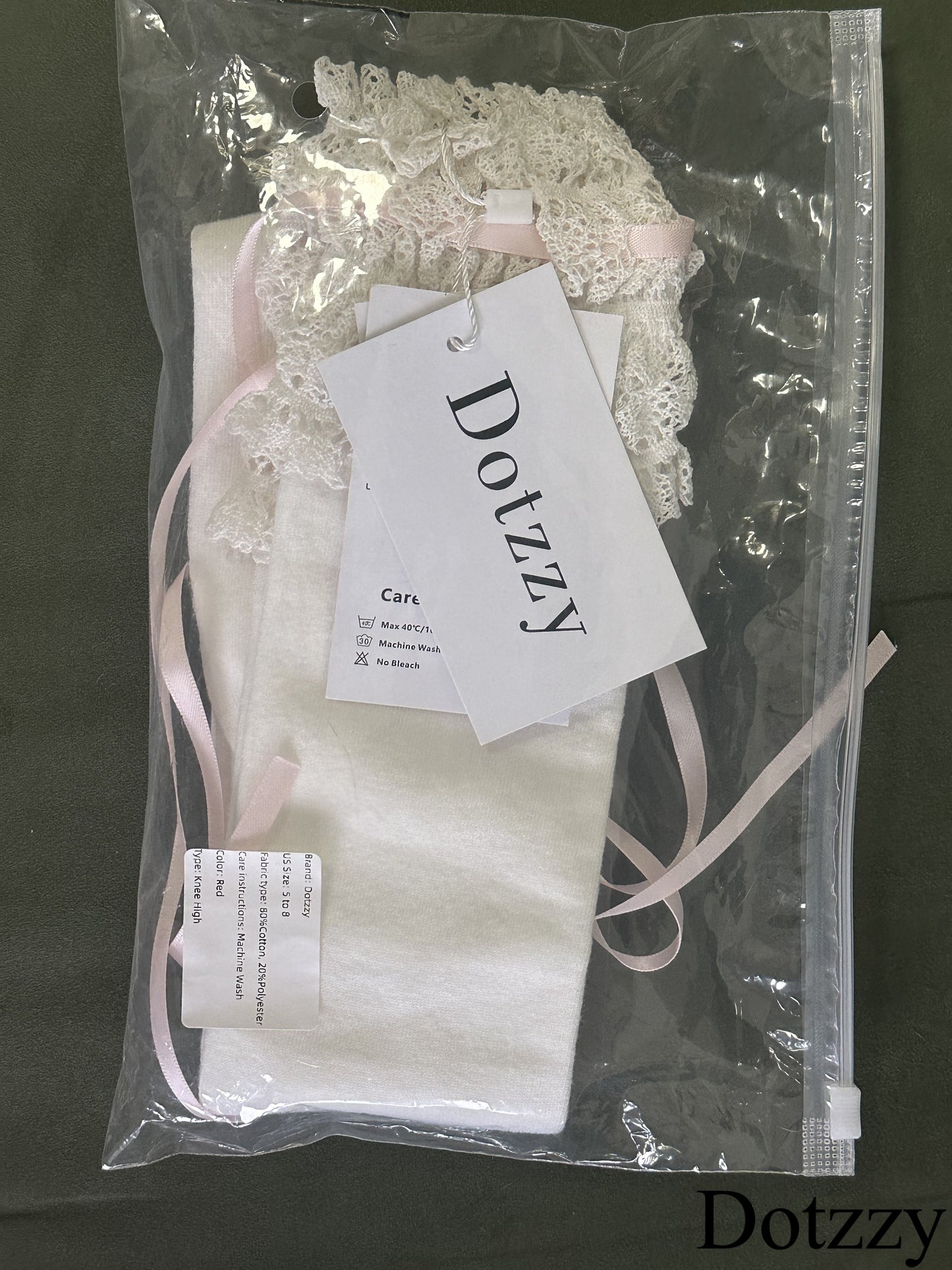 Dotzzy Lace Ribbon with Bow Socks