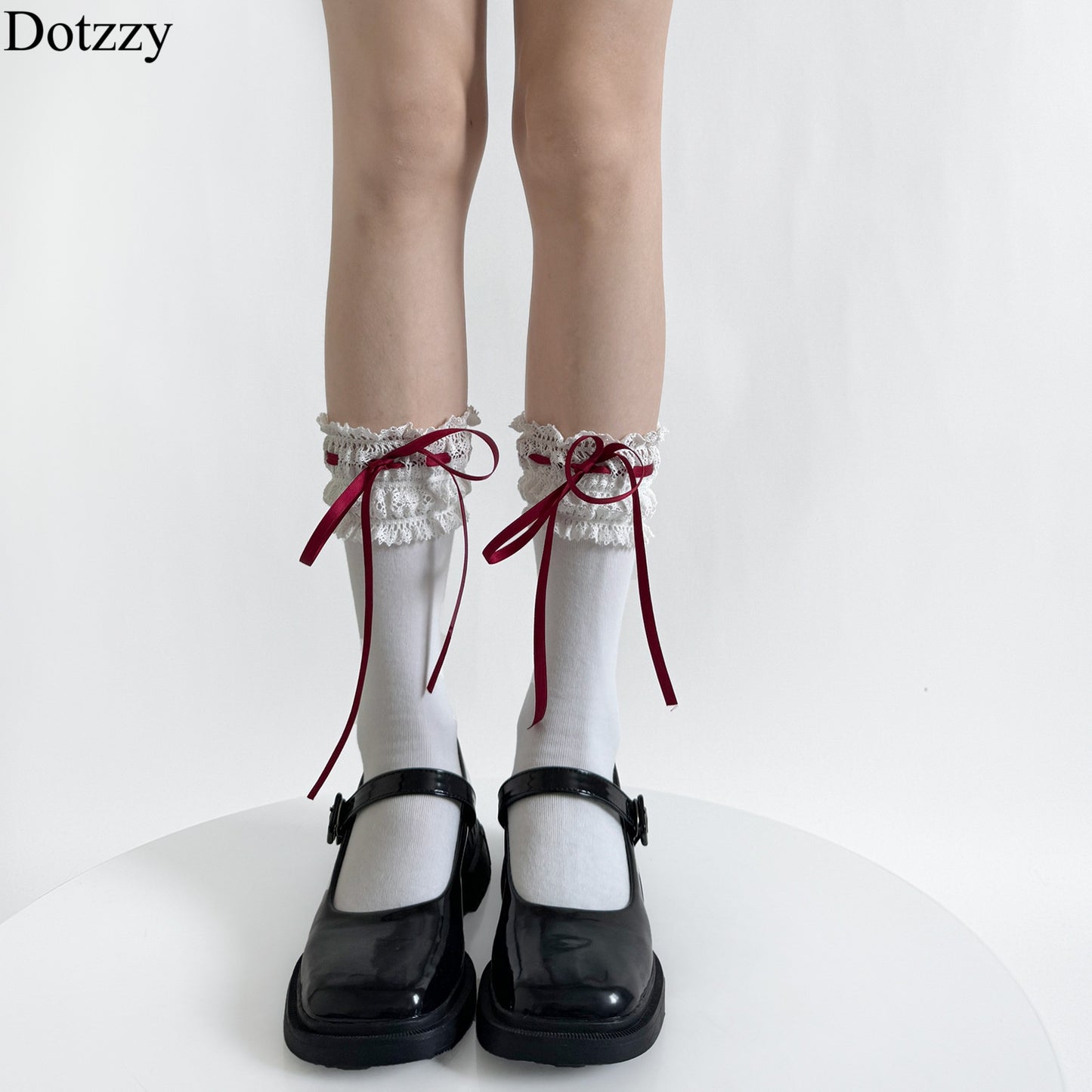Dotzzy Lace Ribbon with Bow Socks