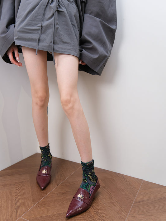 Lace ankle socks with floral