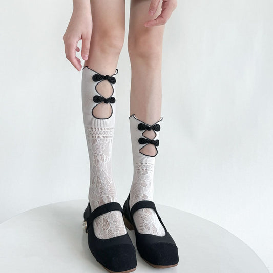 Pipakou-Lace-Floral-White-Crew-Socks