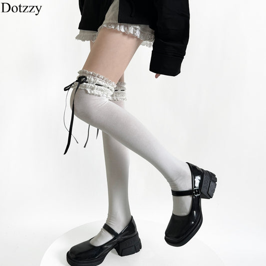 Dotzzy Lace Ribbon with Bow Socks