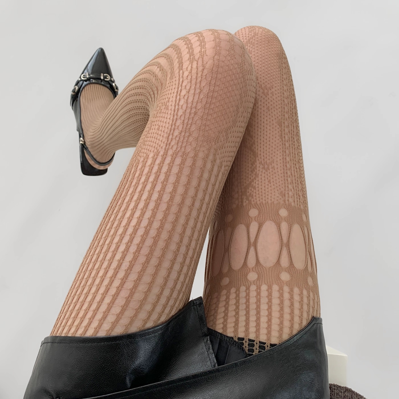 Ripped Fishnet Tights With Irregular Pattern