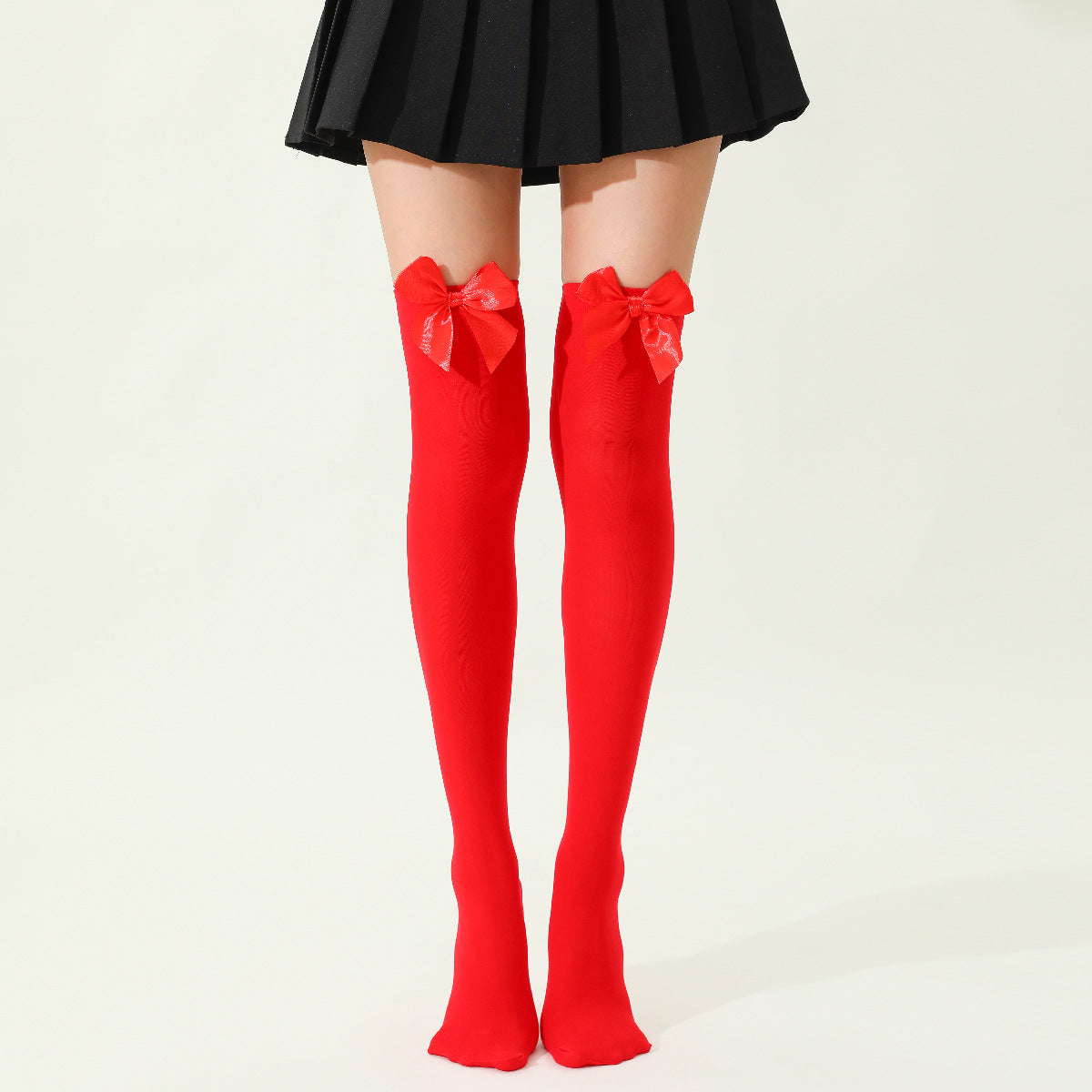 Thigh High Stockings with Satin Bow Detail