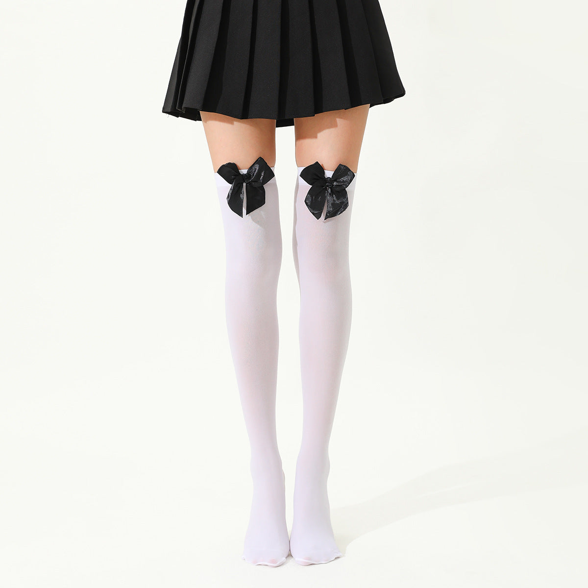 Thigh High Stockings with Satin Bow Detail