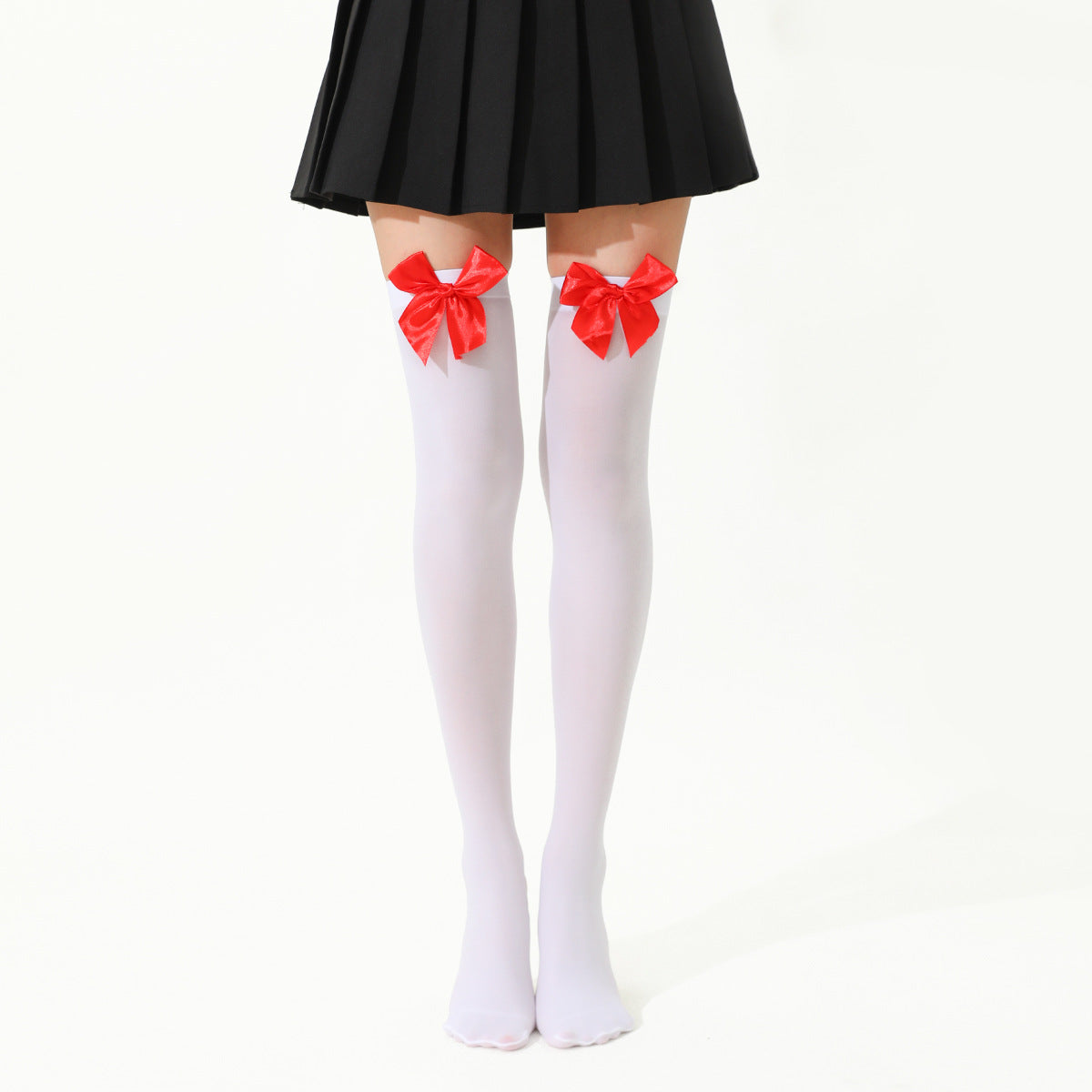 Thigh High Stockings with Satin Bow Detail