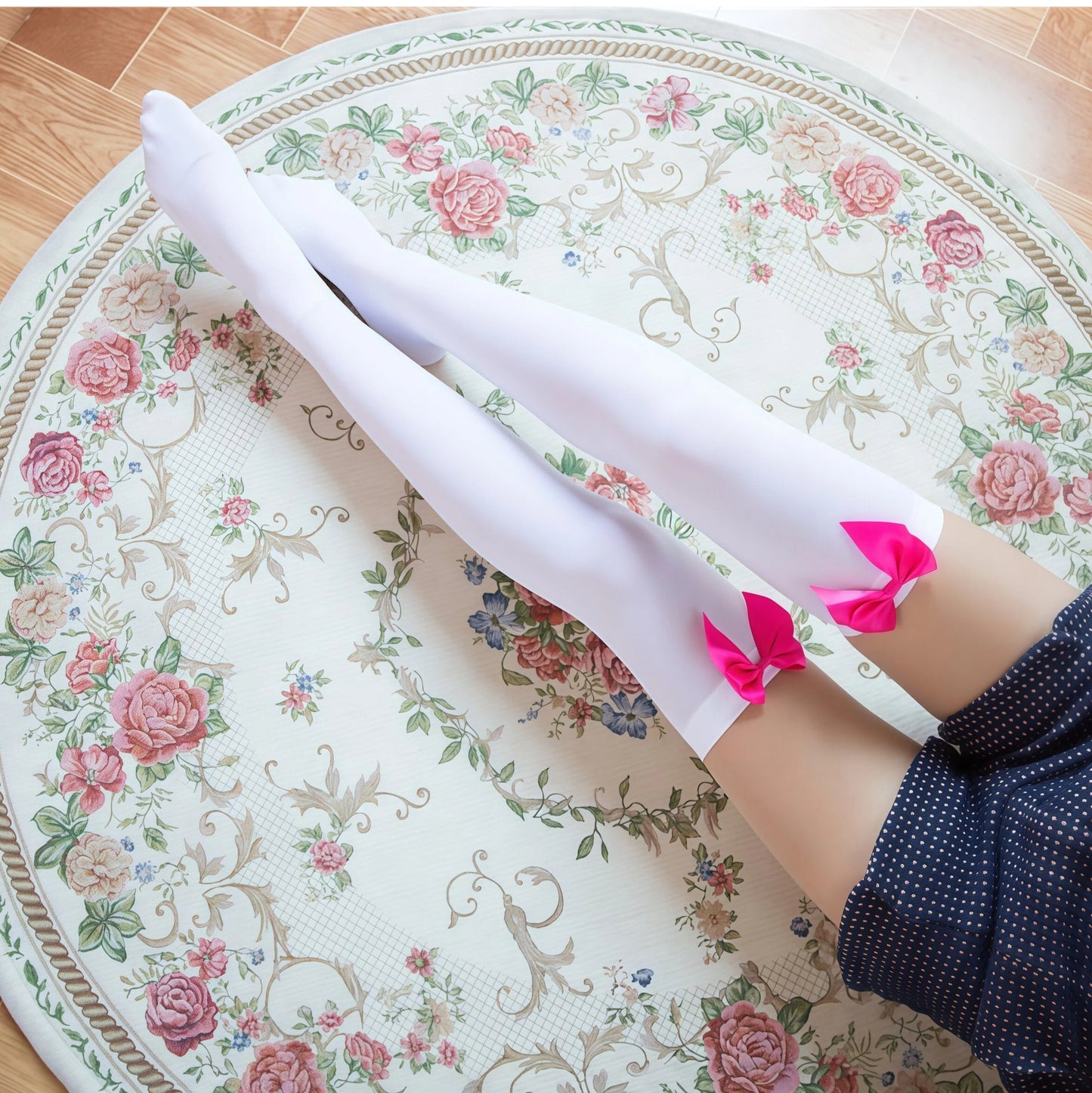 Thigh High Stockings with Satin Bow Detail