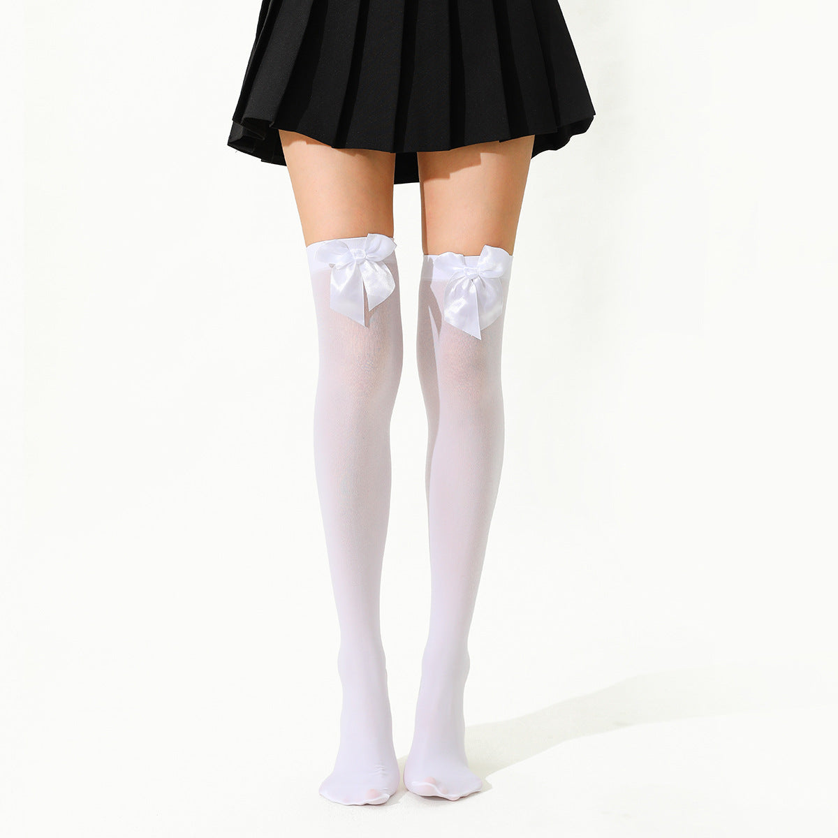 Thigh High Stockings with Satin Bow Detail