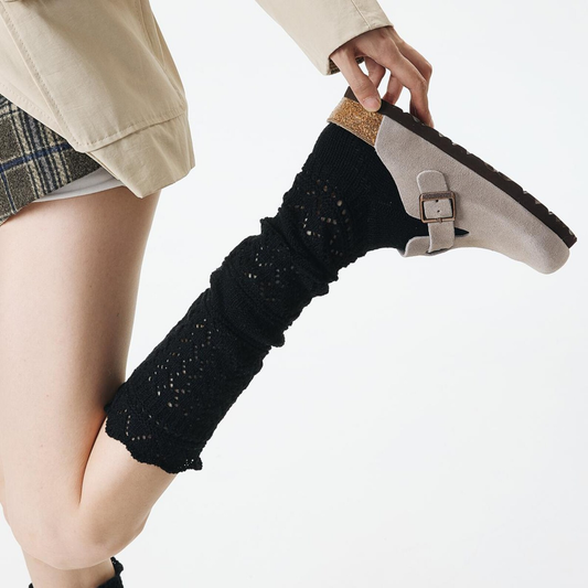 Willow Lace Chunky Knit Wool Blend Slouch Crew Socks