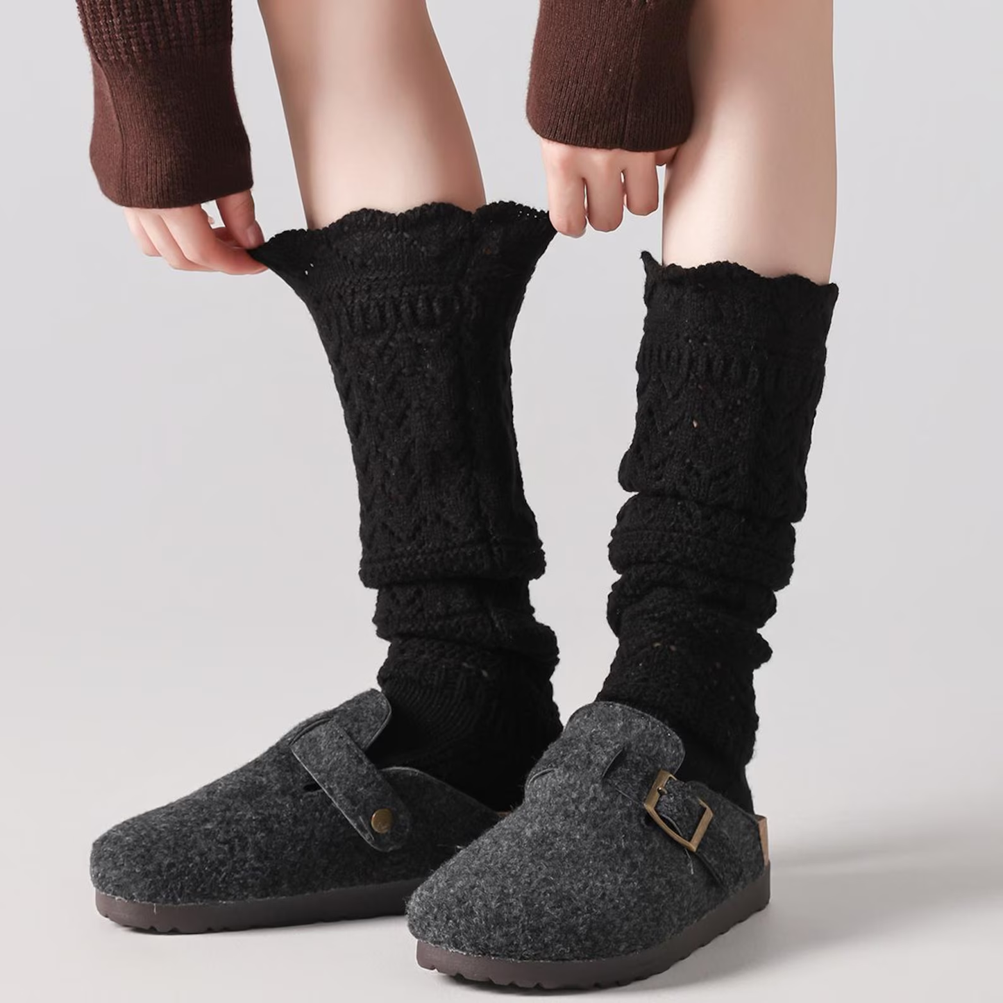 Willow Lace Chunky Knit Wool Blend Slouch Crew Socks