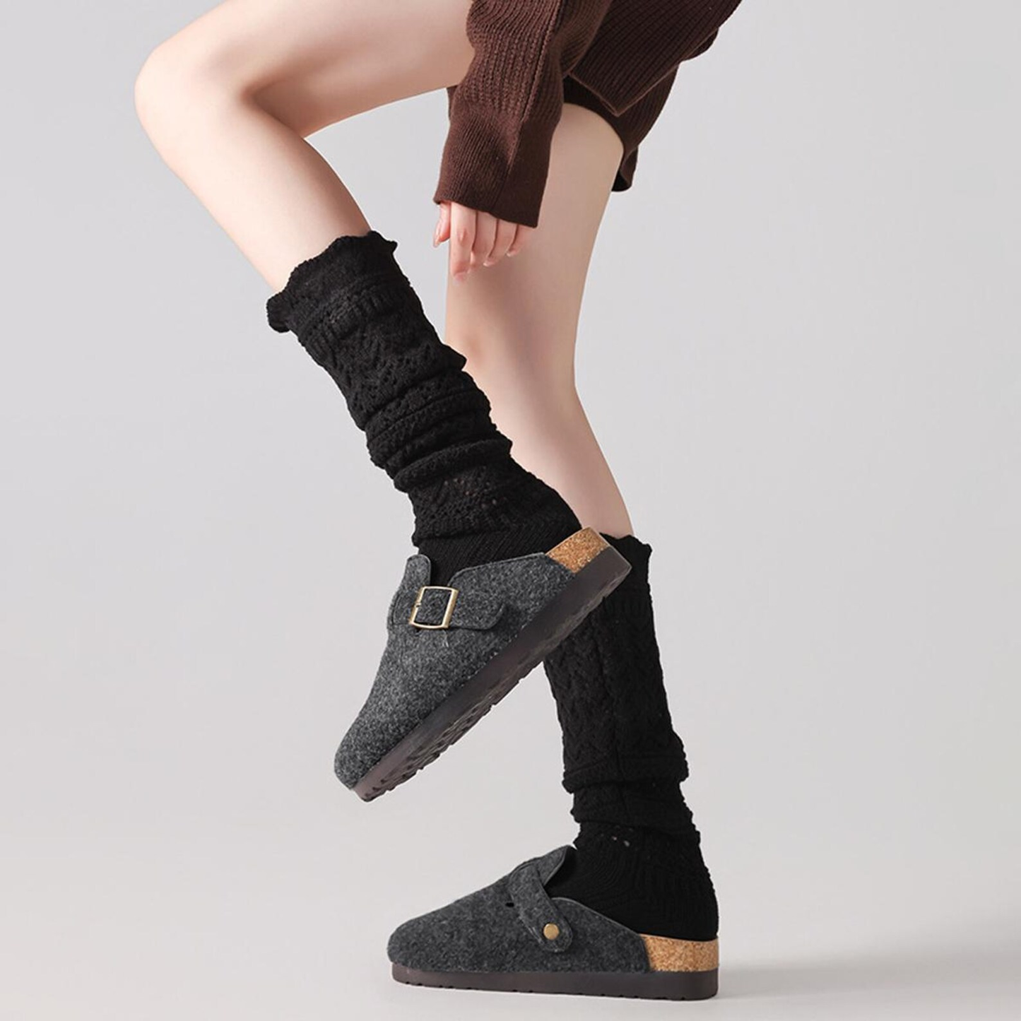 Willow Lace Chunky Knit Wool Blend Slouch Crew Socks