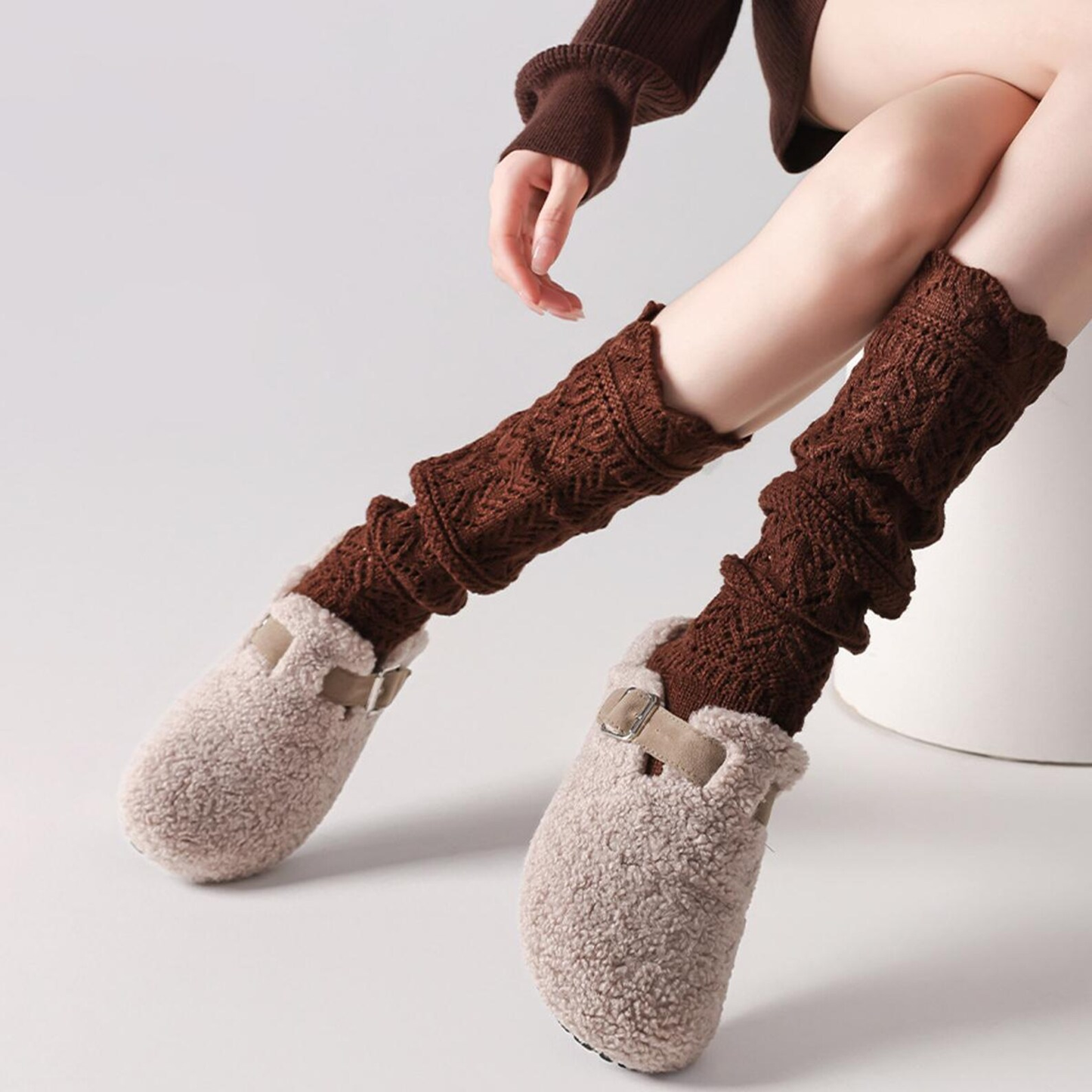 Willow Lace Chunky Knit Wool Blend Slouch Crew Socks