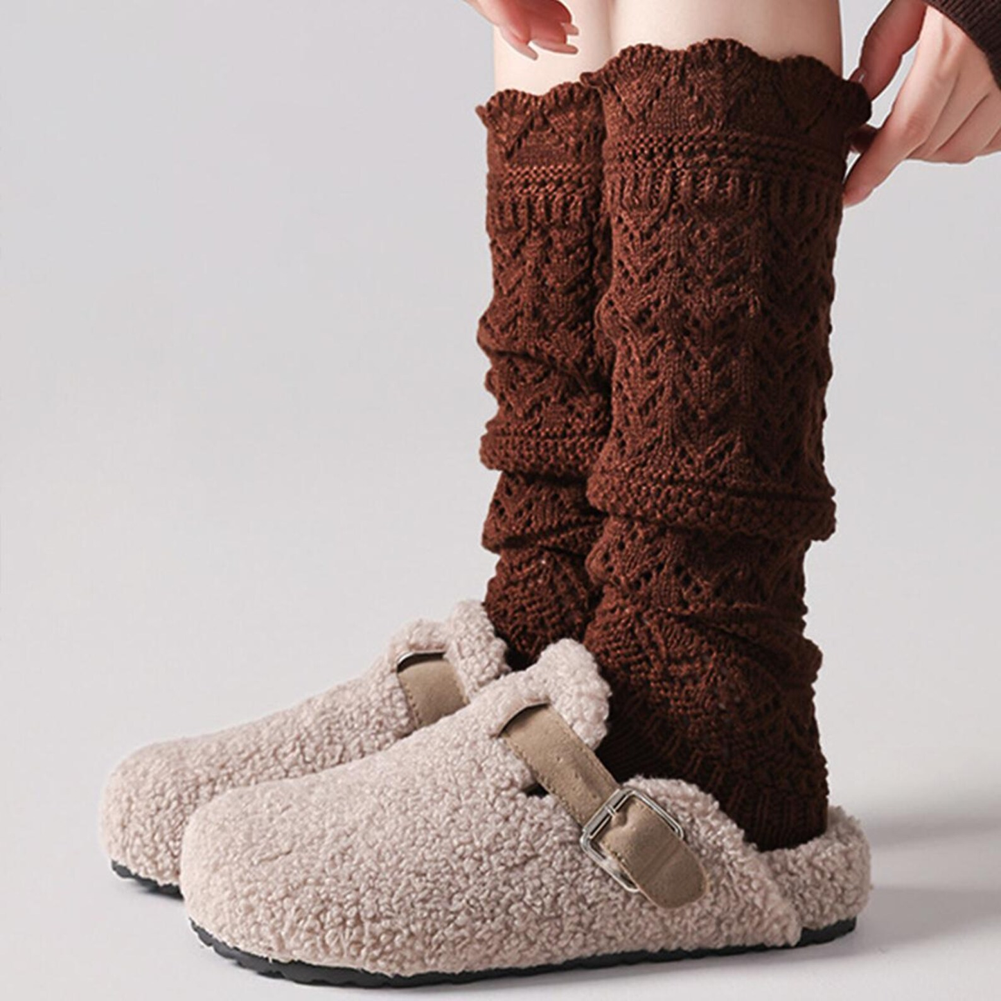 Willow Lace Chunky Knit Wool Blend Slouch Crew Socks