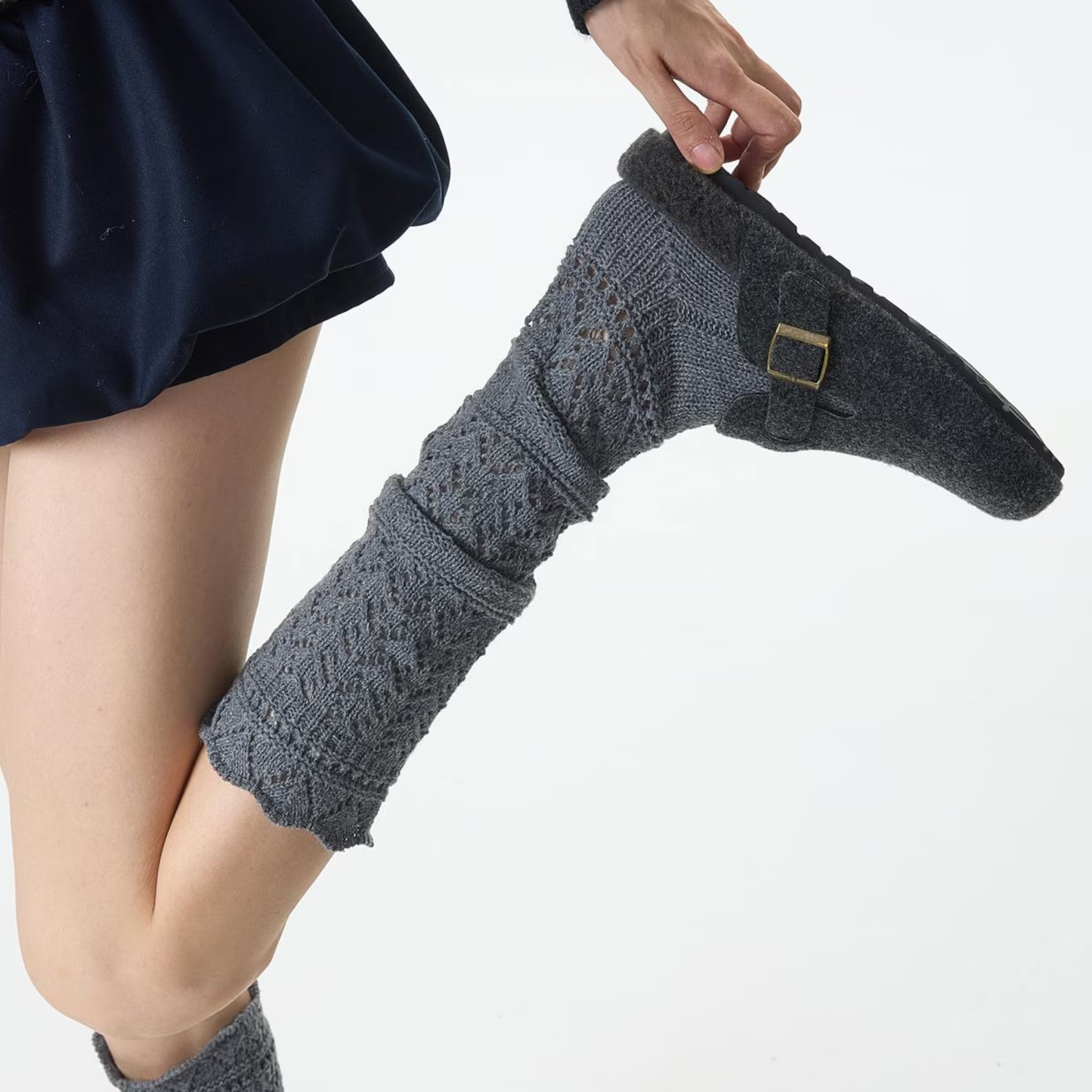 Willow Lace Chunky Knit Wool Blend Slouch Crew Socks
