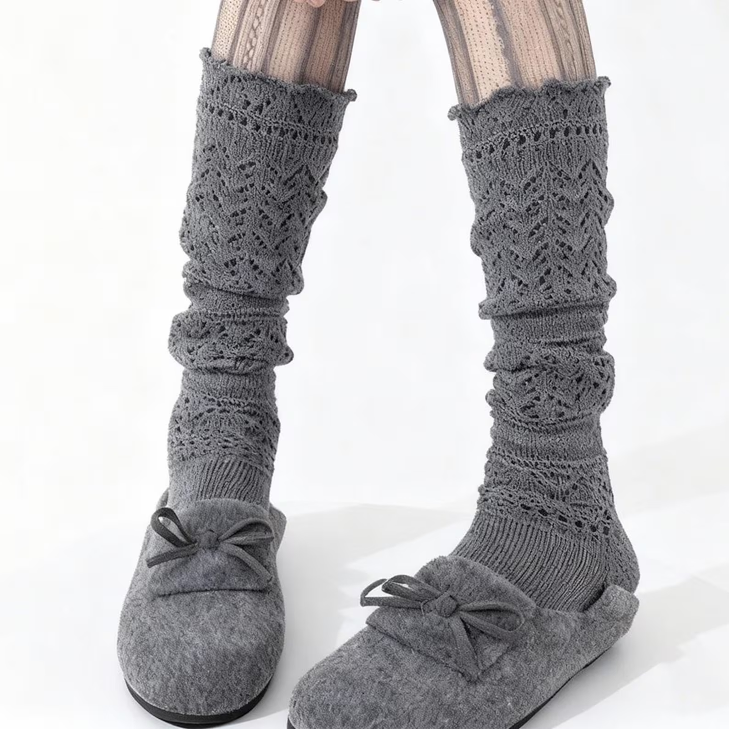 Willow Lace Chunky Knit Wool Blend Slouch Crew Socks