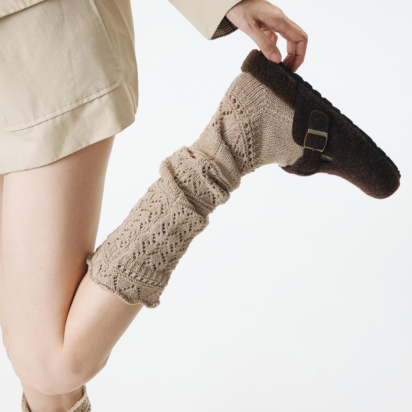 Willow Lace Chunky Knit Wool Blend Slouch Crew Socks
