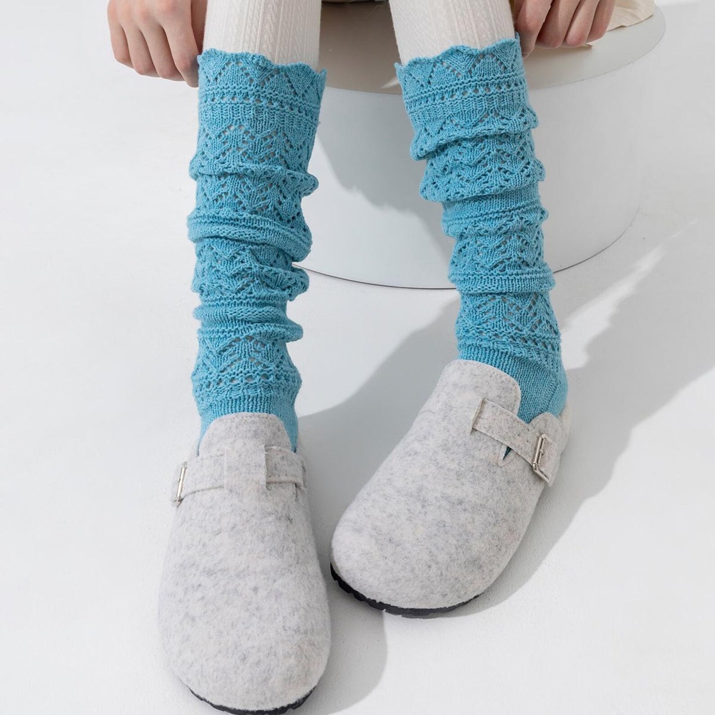 Willow Lace Chunky Knit Wool Blend Slouch Crew Socks