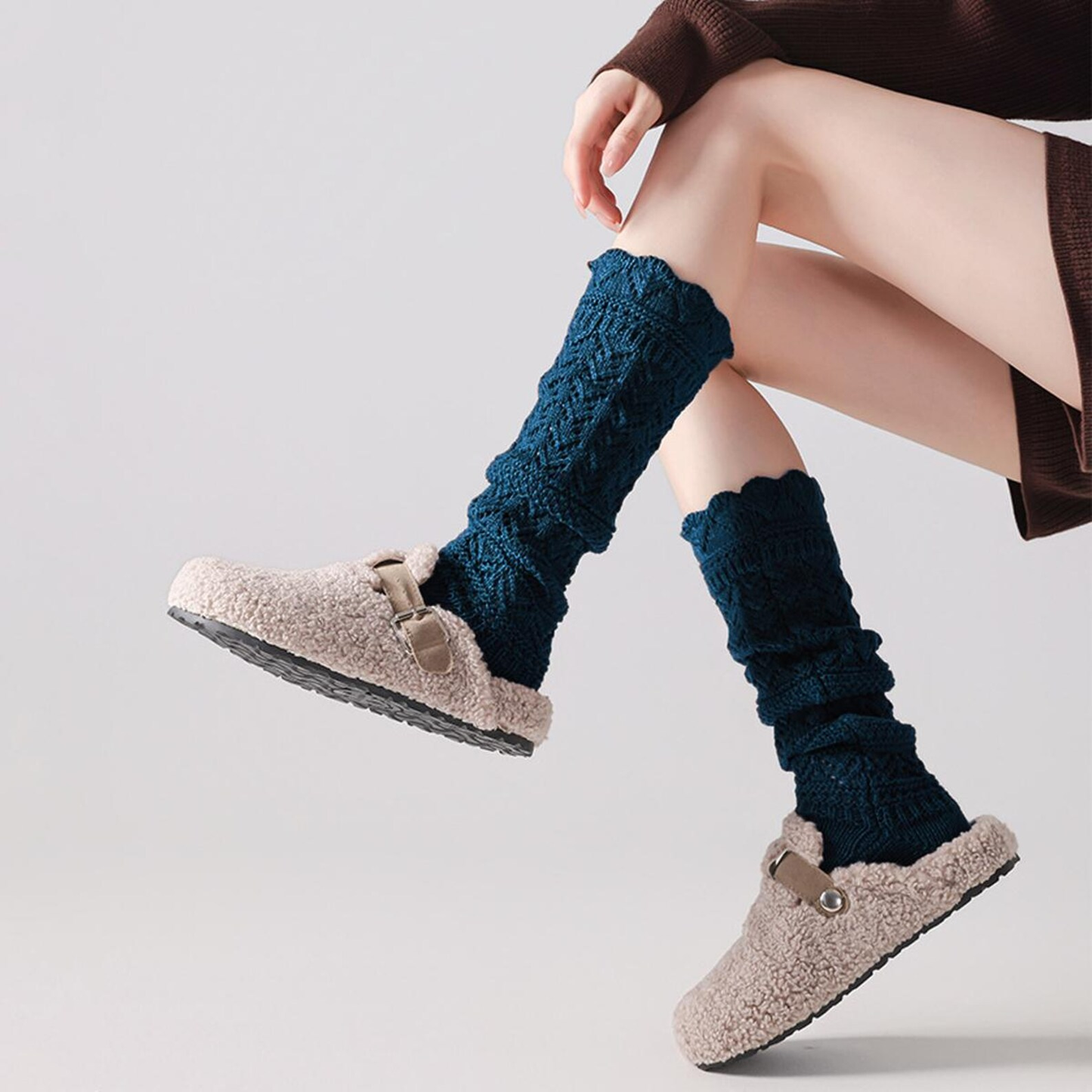 Willow Lace Chunky Knit Wool Blend Slouch Crew Socks