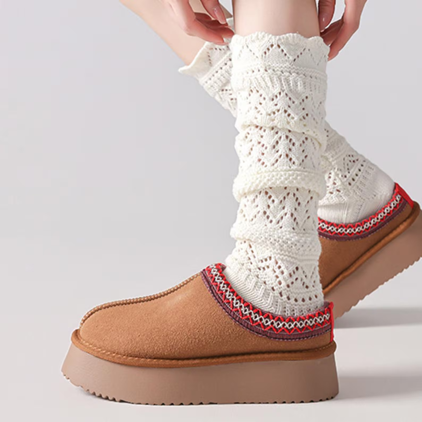 Willow Lace Chunky Knit Wool Blend Slouch Crew Socks