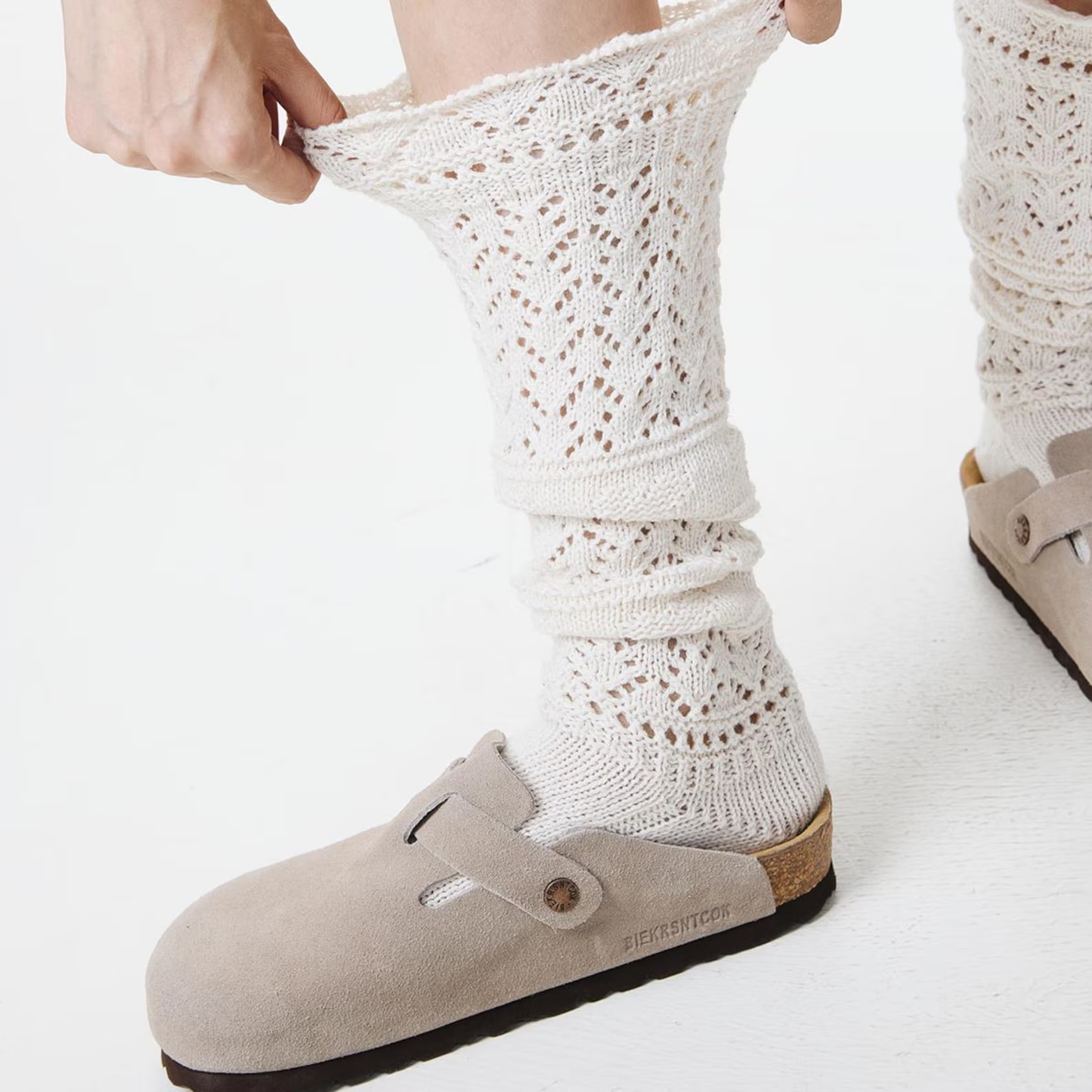 Willow Lace Chunky Knit Wool Blend Slouch Crew Socks