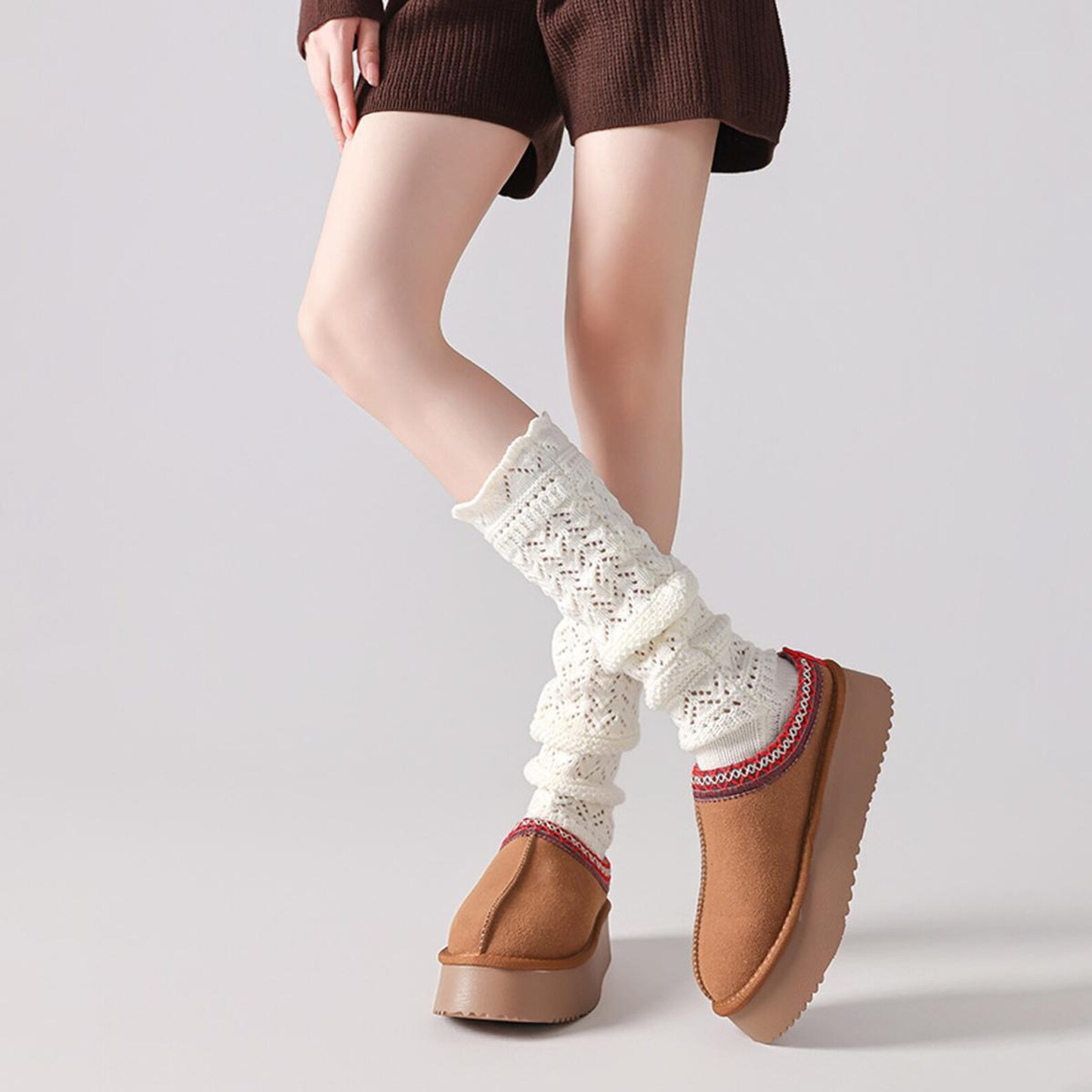 Willow Lace Chunky Knit Wool Blend Slouch Crew Socks